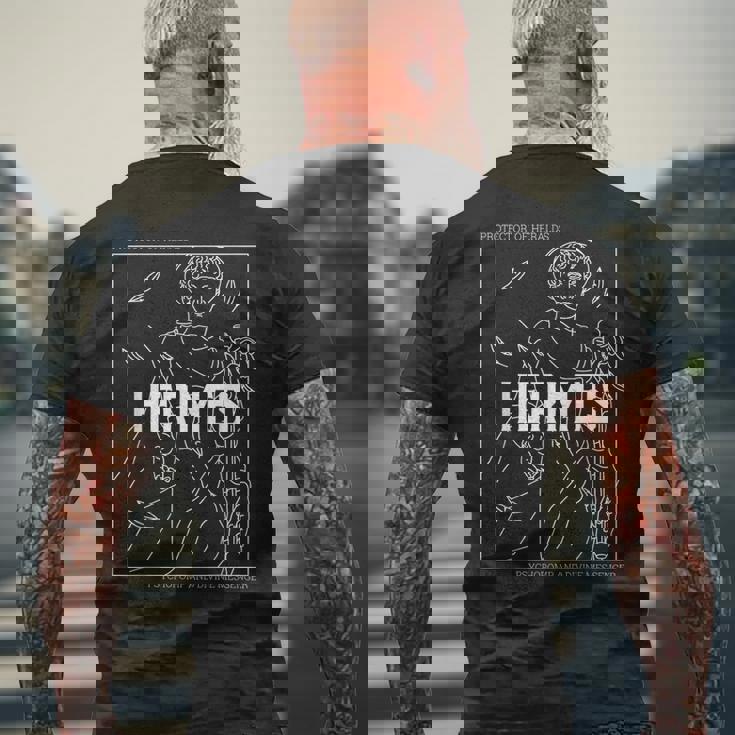 ギリシャ神話 エルメス 神々のメッセンジャー メンズTシャツ バックプリント 高齢者への贈り物