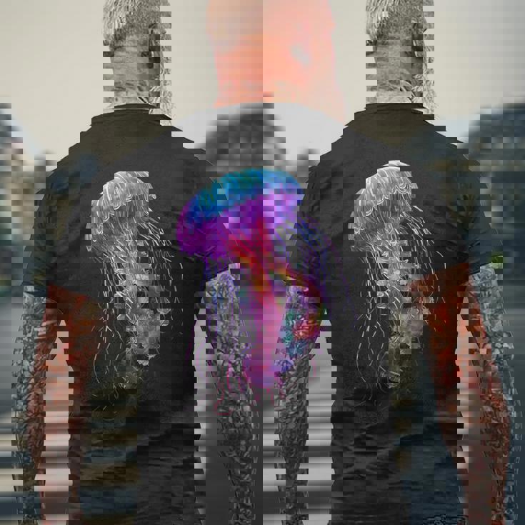 クラゲ 動物 モチーフ アート クラゲ メンズTシャツ バックプリント 高齢者への贈り物