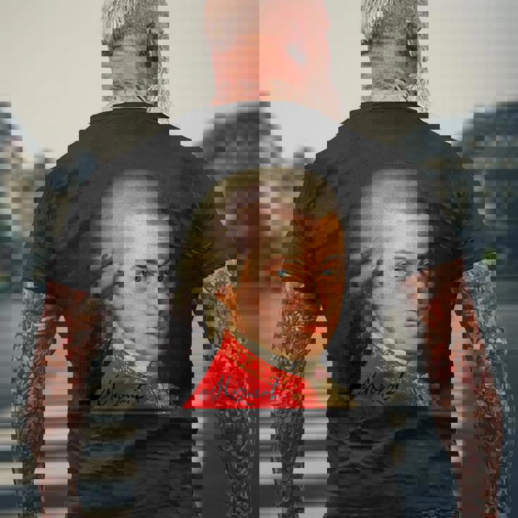 クラシック作曲家 ヴォルフガング・アマデウス・モーツァルト 1756-1791 メンズTシャツ バックプリント 高齢者への贈り物