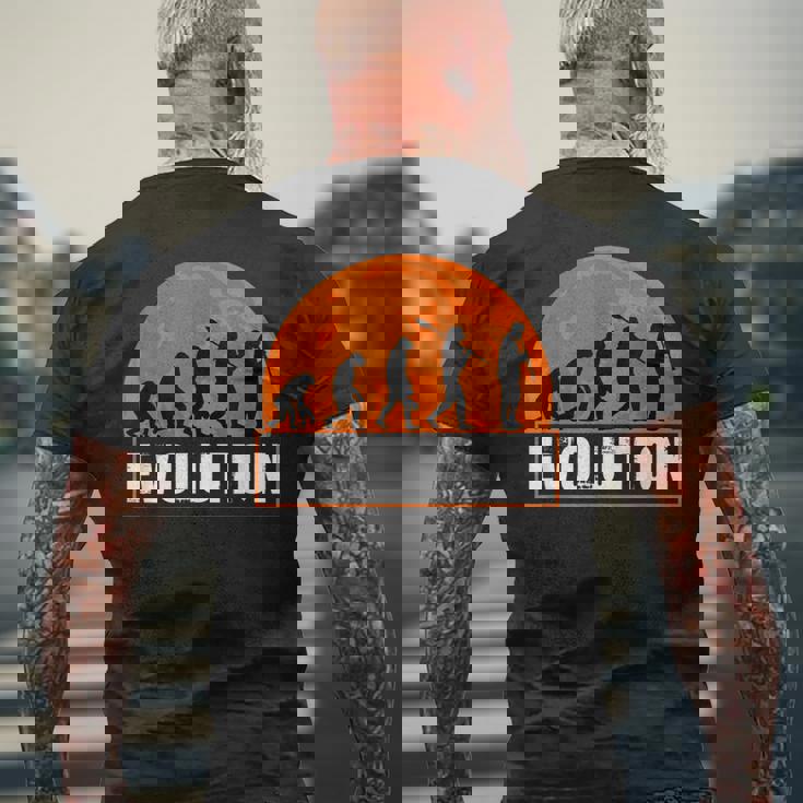 クラリネット奏者、面白いクラリネット 人類の進化 メンズTシャツ バックプリント 高齢者への贈り物