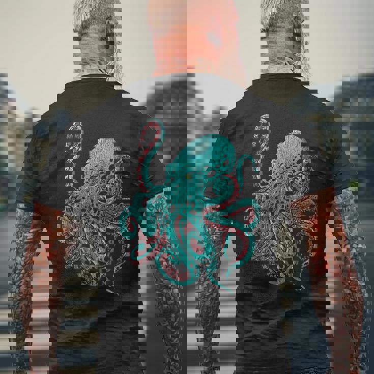 クラーケン タコ メンズTシャツ バックプリント 高齢者への贈り物