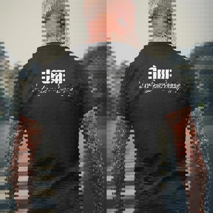 クリーンイズマイセカンドランゲージ メンズTシャツ バックプリント 高齢者への贈り物