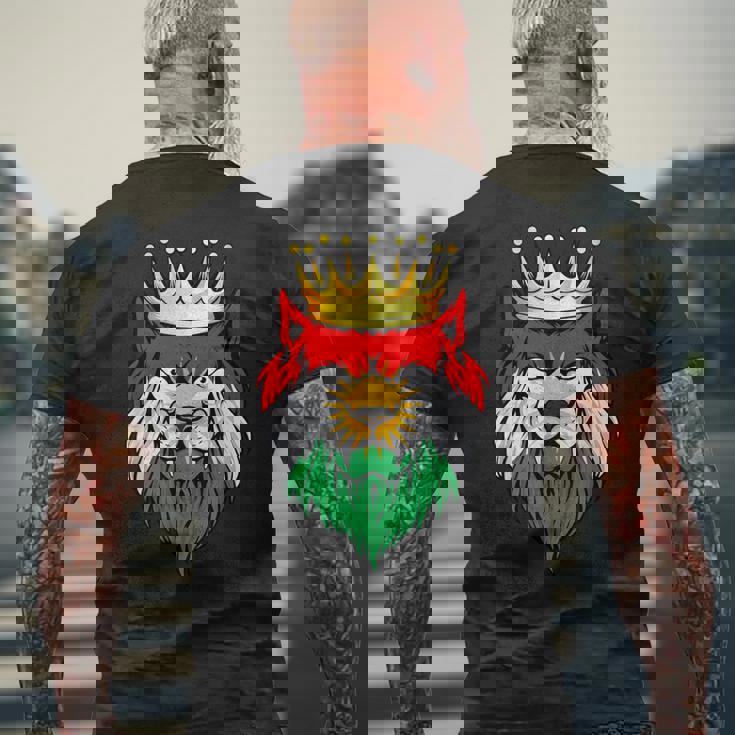 クルディスタン国旗クルド語 メンズTシャツ バックプリント 高齢者への贈り物