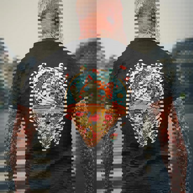 クレイジー ペパロニ ピザ キャット カルツォーネ トラ猫 ファーストフードの子猫 メンズTシャツ バックプリント 高齢者への贈り物