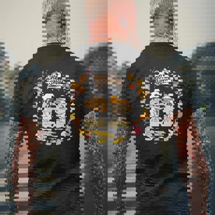 クレヨンしんちゃん ひまわりとパンづくり デザートタイム メンズTシャツ バックプリント 高齢者への贈り物