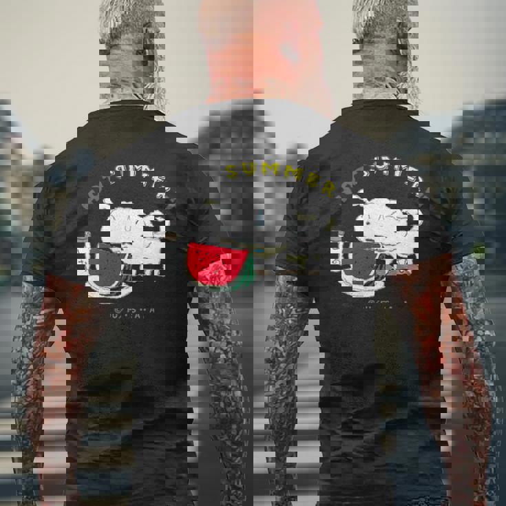 クレヨンしんちゃん シロ 夏の1日 メンズTシャツ バックプリント 高齢者への贈り物