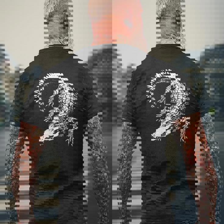 クロコダイル お父さん 母 恋人 モノクロ クロコダイル メンズTシャツ バックプリント 高齢者への贈り物