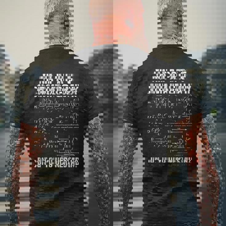 クロマトグラムとフォーミュラでクロマトグラフィーを理解する メンズTシャツ バックプリント 高齢者への贈り物