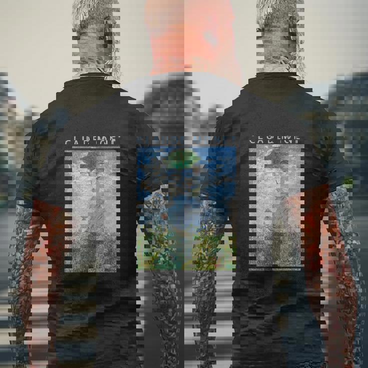 クロード モネ 面白いtシャツ アート 日傘 印象派 絵画 メンズ レディース 面白い 服 美術 油彩画 メンズTシャツ バックプリント 高齢者への贈り物