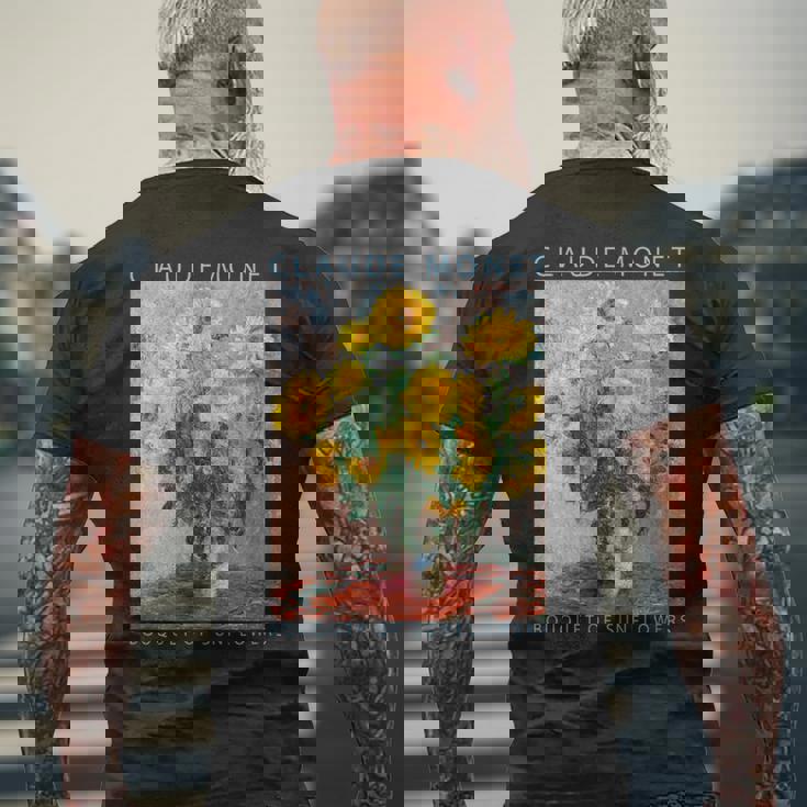 クロード モネ 面白いtシャツ 花 名作 アート ひまわりのブーケ 絵画 メンズ レディース 面白い 服 メンズTシャツ バックプリント 高齢者への贈り物