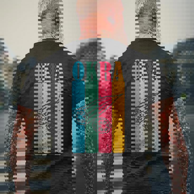 クール レトロ オクラ 70年代 80年代 90年代 オクラ Lovres 面白い ヴィンテージ オクラ メンズTシャツ バックプリント 高齢者への贈り物