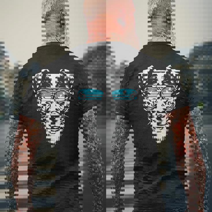 クールなジャック ラッセル テリア犬サングラス グラフィック デザイン メンズTシャツ バックプリント 高齢者への贈り物