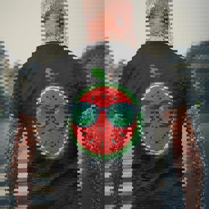 クールな漫画スイカサングラス付き メンズTシャツ バックプリント 高齢者への贈り物