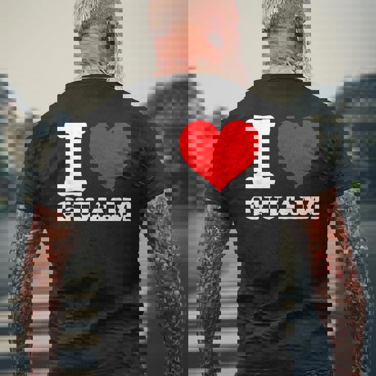 グアム I Heart Guam I Love Guam メンズTシャツ バックプリント 高齢者への贈り物