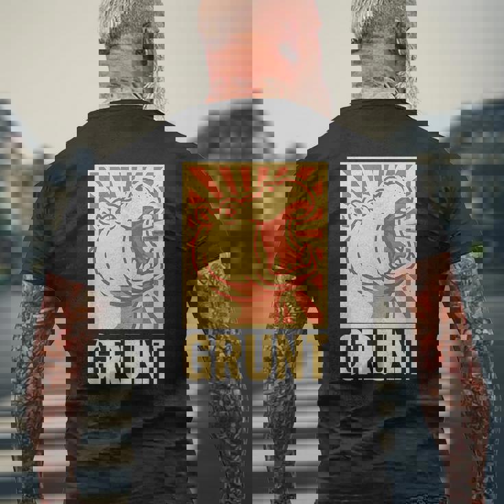 グラントカバアート – 面白い大胆な動物のカバ メンズTシャツ バックプリント 高齢者への贈り物