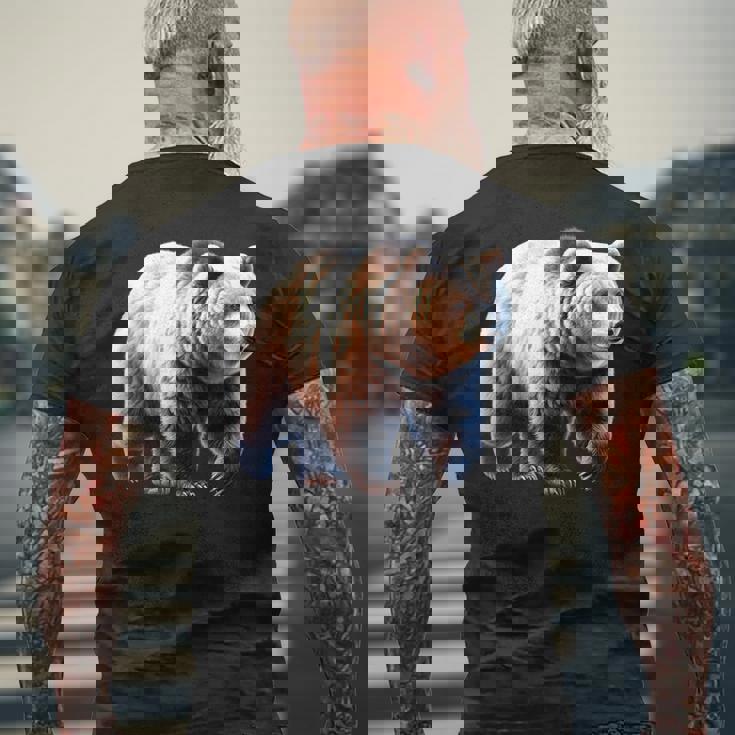 グリズリーベア×ヒグマ メンズTシャツ バックプリント 高齢者への贈り物