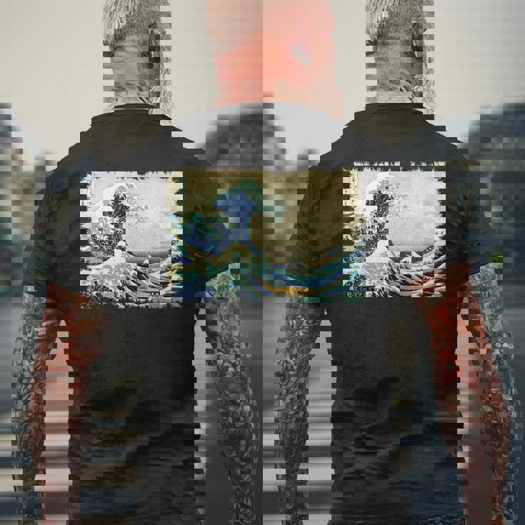 グレートウェーブ 葛飾北斎 名物 ヴィンテージアート おしゃれ メンズTシャツ バックプリント 高齢者への贈り物