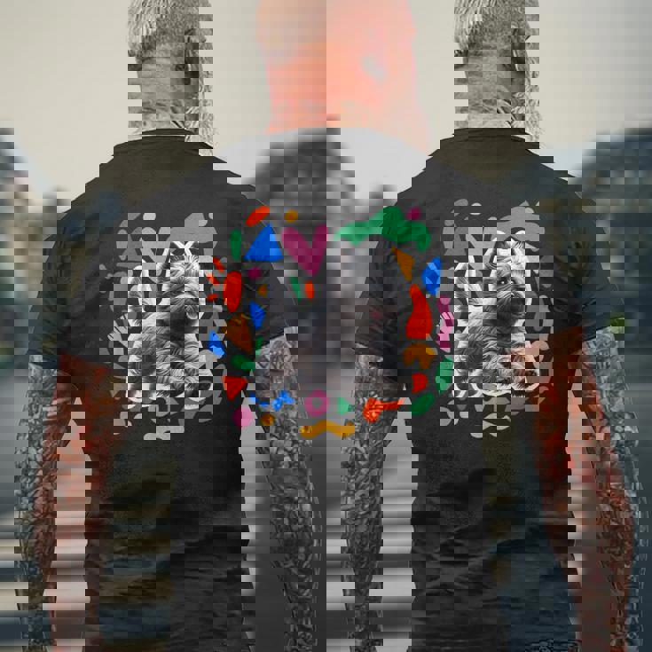 ケアンテリア カラフルなデザインの犬 メンズTシャツ バックプリント 高齢者への贈り物