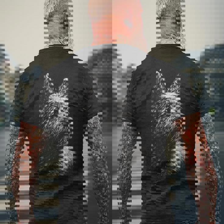 ケアンテリア 犬モチーフ ペットアート ケアンテリア メンズTシャツ バックプリント 高齢者への贈り物