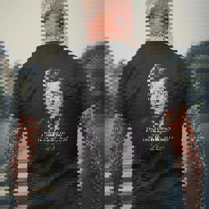 ケネディ大統領jfk民主党アメリカ引用 メンズTシャツ バックプリント 高齢者への贈り物