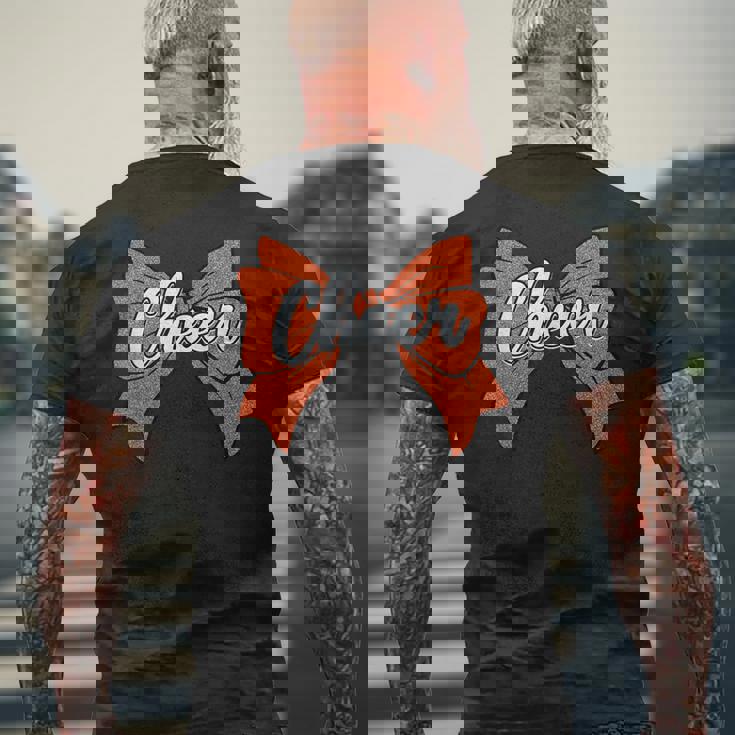 コケット オレンジ チア リボン スポーツ チアリーダー チアリーディング メンズTシャツ バックプリント 高齢者への贈り物