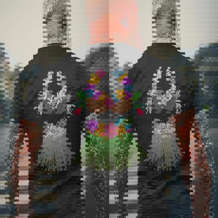 ココナッツブラ レイ 花 草 スカート フラ パーティー ハロウィン メンズTシャツ バックプリント 高齢者への贈り物