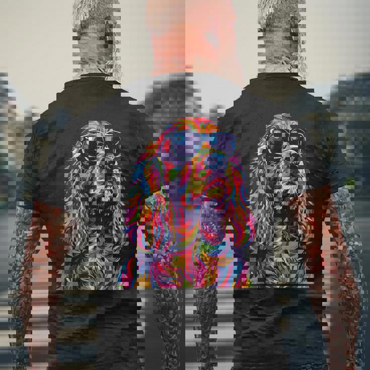 コッカースパニエルラバーズ ポップアート 面白い イングリッシュコッカースパニエル メンズTシャツ バックプリント 高齢者への贈り物