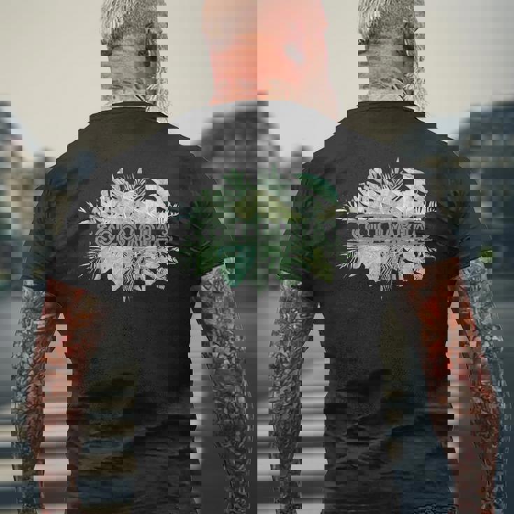 コロンビア ラテンアメリカ カリブ海 太平洋 エコツー リズム ギフト お土産 モンステラヤシ ビーチ ヤシの木 メンズTシャツ バックプリント 高齢者への贈り物