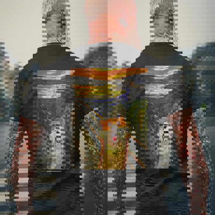 コーギー 面白いtシャツ 犬 ムンクの叫び かわいい メンズ 子供 おもしろ 服 ネタ わんこ メンズTシャツ バックプリント 高齢者への贈り物