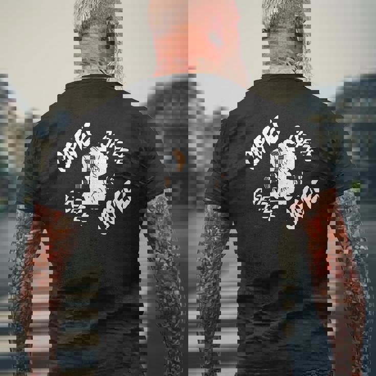 コーヒー ビション・フリーゼ 犬 メンズTシャツ バックプリント 高齢者への贈り物