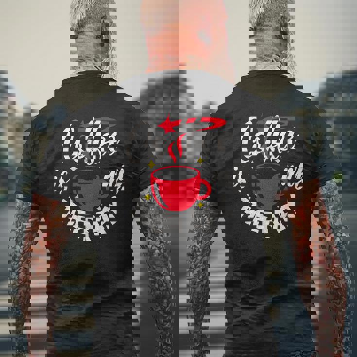 コーヒーは私のセラピー、面白いカフェイン愛好家 メンズTシャツ バックプリント 高齢者への贈り物