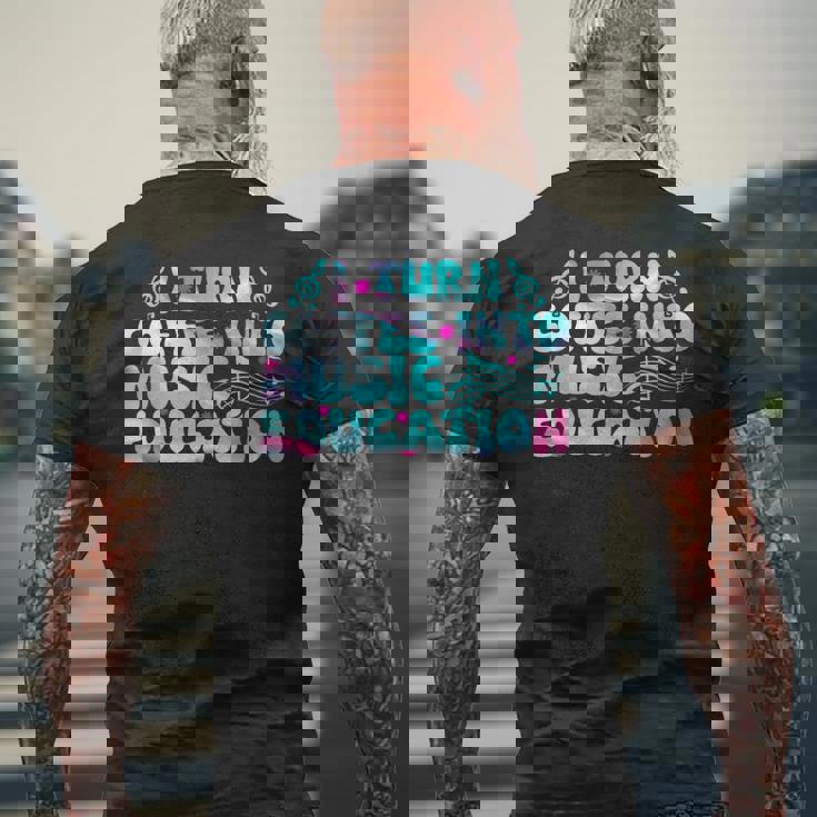 コーヒーを音楽教育学校の先生に変える メンズTシャツ バックプリント 高齢者への贈り物