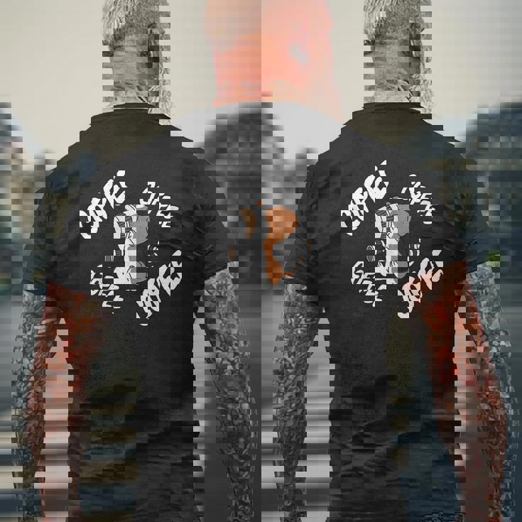 コーヒービーグル犬 メンズTシャツ バックプリント 高齢者への贈り物