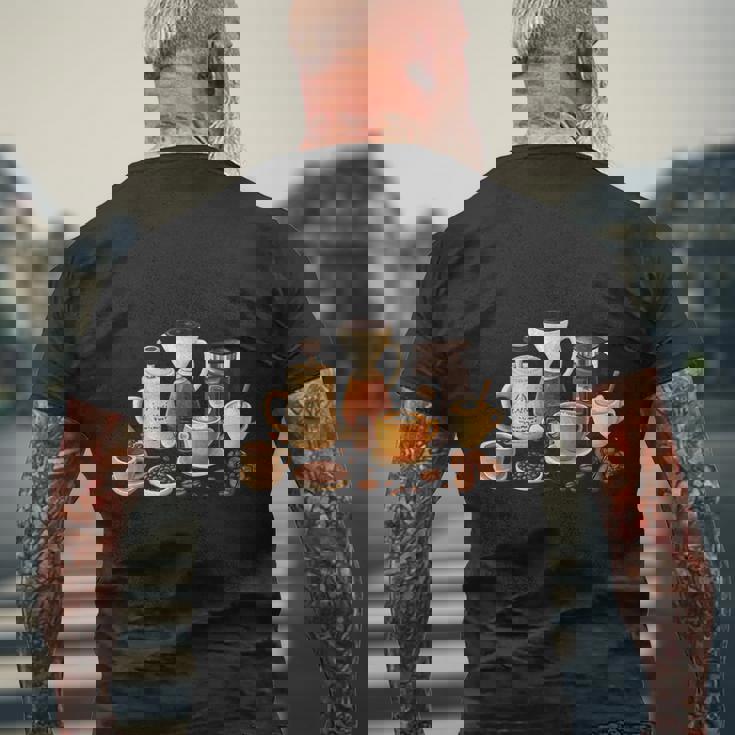 コーヒー愛好家アートギフト メンズTシャツ バックプリント 高齢者への贈り物