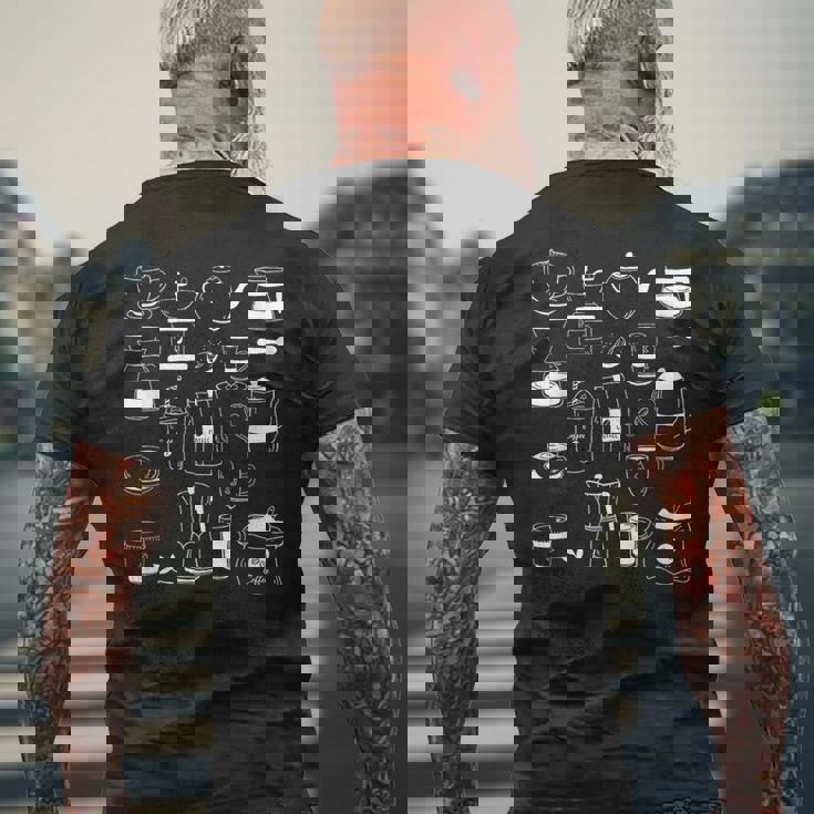 コーヒー柄 カフェイン エスプレッソ カプチーノ カフェインレス カフェ メンズTシャツ バックプリント 高齢者への贈り物