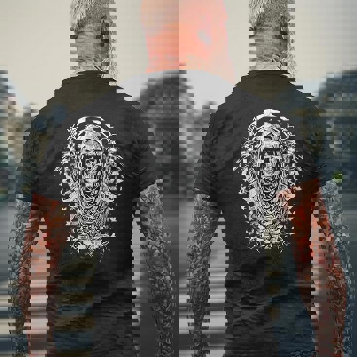 ゴシック 耽美 スケルトン グランジ オカルト Y2k ゴス ハロウィーン メンズTシャツ バックプリント 高齢者への贈り物