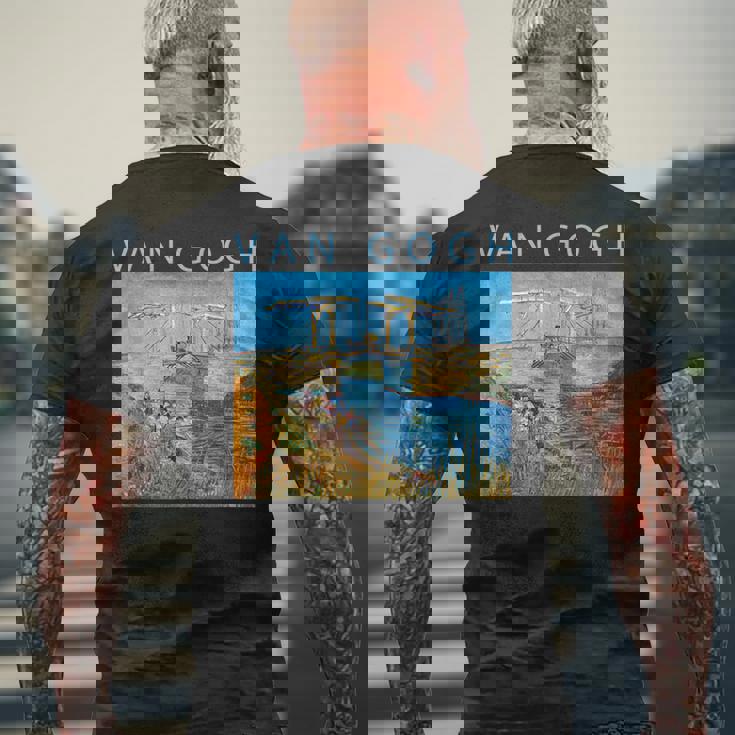 ゴッホ 面白いtシャツ アート アルルの跳ね橋 印象派 絵画 メンズ レディース 面白い 服 美術 油彩画 メンズTシャツ バックプリント 高齢者への贈り物