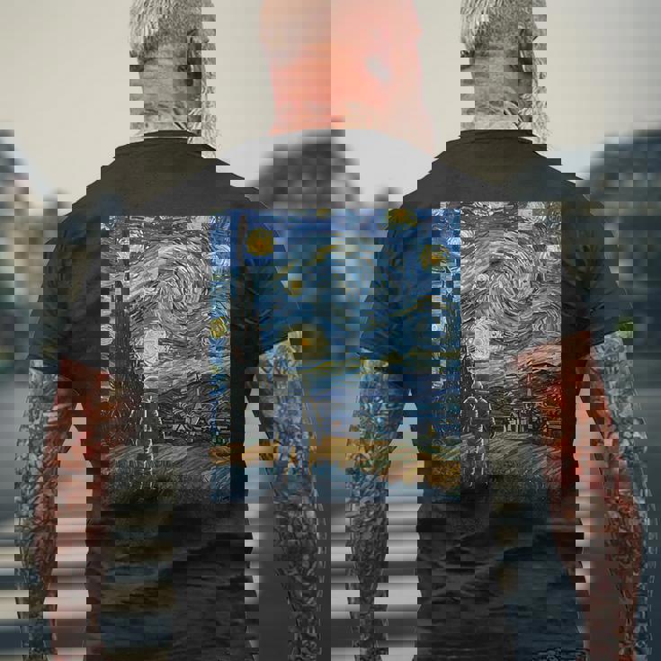 ゴッホにインスパイアされた先見の明のある宇宙飛行士未来の宇宙飛行士 メンズTシャツ バックプリント 高齢者への贈り物