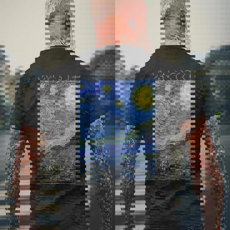 ゴッホ星月夜 メンズTシャツ バックプリント 高齢者への贈り物