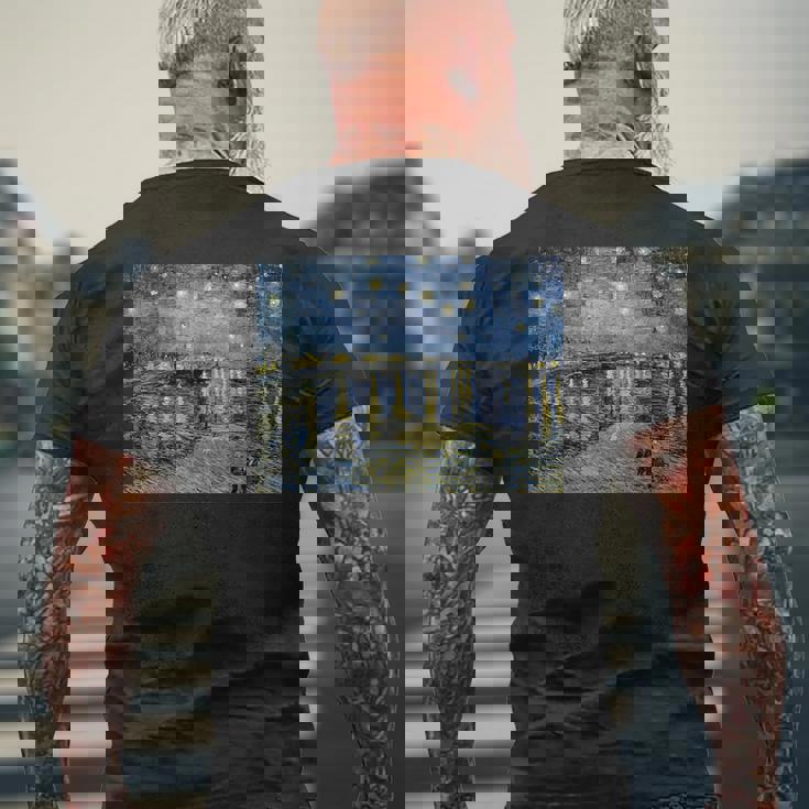 ゴッホ／ローヌ川の星月夜【世界の名画】（高精細画質）フィンセント・ファン・ゴッホ Gogh 美術館アート メンズTシャツ バックプリント 高齢者への贈り物