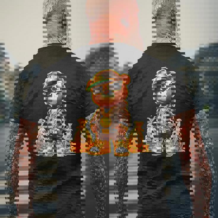 ゴールデンテディベア ボスマネーバッグ ゴールデンコイン&チェーン メンズTシャツ バックプリント 高齢者への贈り物