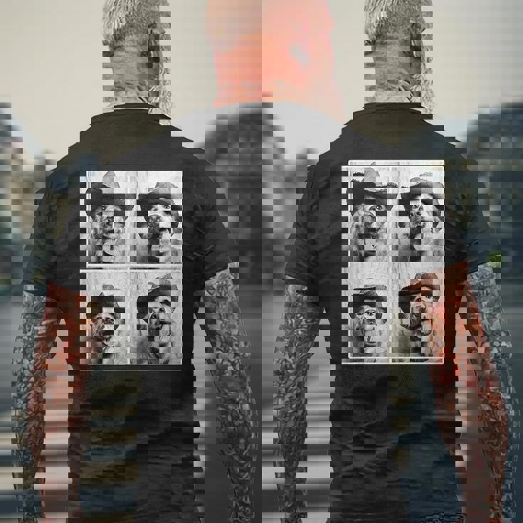 ゴールデンレトリバー カウボーイハット フォトブース セルフィー おもしろ犬 メンズTシャツ バックプリント 高齢者への贈り物