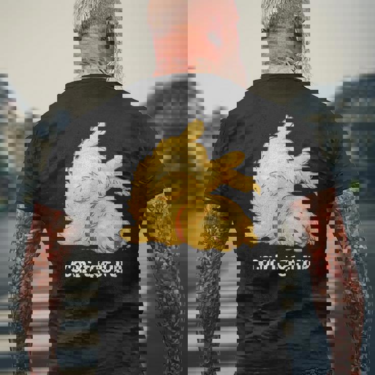 ゴールデンレトリバー ゴールデン 犬 Can't Get Up かわいい やる気スイッチ故障中 水彩 おもしろ 犬好き メンズTシャツ バックプリント 高齢者への贈り物