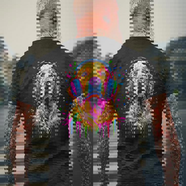 ゴールデンレトリバー 恋人 ポップアートカラー ファニー ゴールデンレトリバー メンズTシャツ バックプリント 高齢者への贈り物