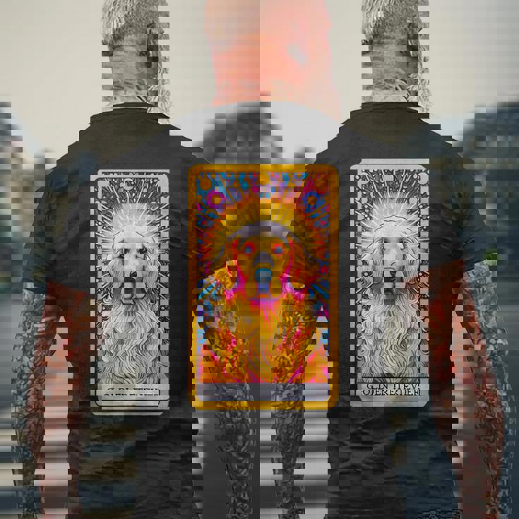 ゴールデンレトリバー 面白いtシャツ 犬 タロット カード メンズ 子供 おもしろ 服 グッズ ネタ わんこ メンズTシャツ バックプリント 高齢者への贈り物