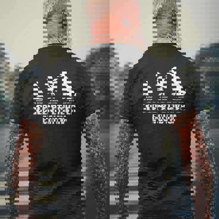 ゴールデンレトリバーオーナーのためのゴールデンレトリバーの進化 メンズTシャツ バックプリント 高齢者への贈り物