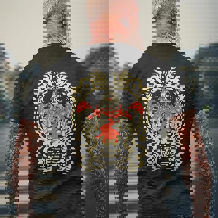 サイケデリック キノコ フライ 寒天 レイビング フェスティバル パーティー 行楽 メンズTシャツ バックプリント 高齢者への贈り物