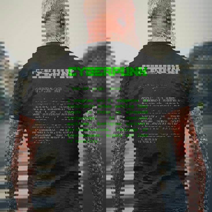 サイバーパンクの単語定義 メンズTシャツ バックプリント 高齢者への贈り物