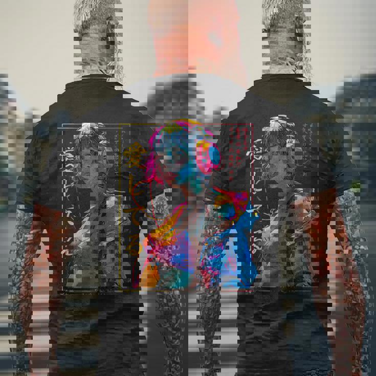 サイバーパンク・アニメ・ガール メンズTシャツ バックプリント 高齢者への贈り物