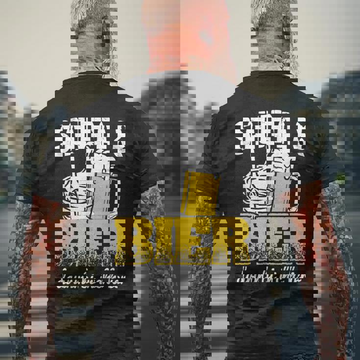 サウナとビールサウナ ウェルネスサウナ メンズTシャツ バックプリント 高齢者への贈り物